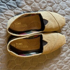 TOMS Tan Canvas Slip-On Shoes